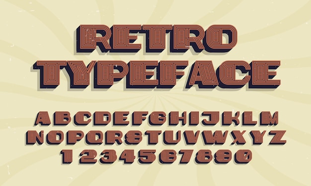 Vintage retro vector alphabet font typography typeface design