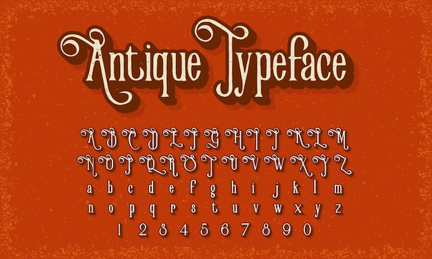 Винтажный ретро-векторный алфавит шрифт типографика дизайн шрифта