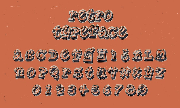 Vintage retrò vettore alfabeto carattere tipografia design tipografico