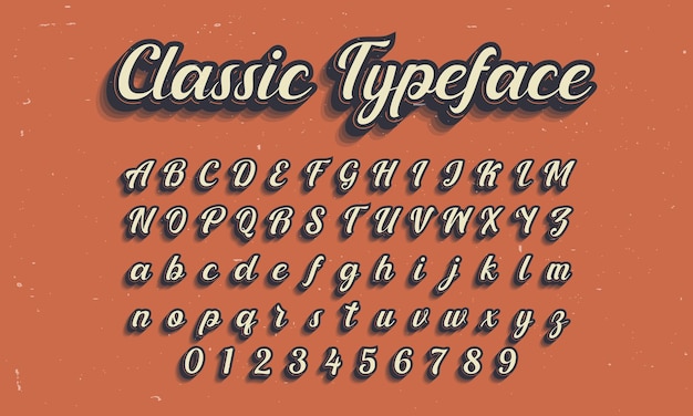 Vintage retro vector alphabet font typography typeface design