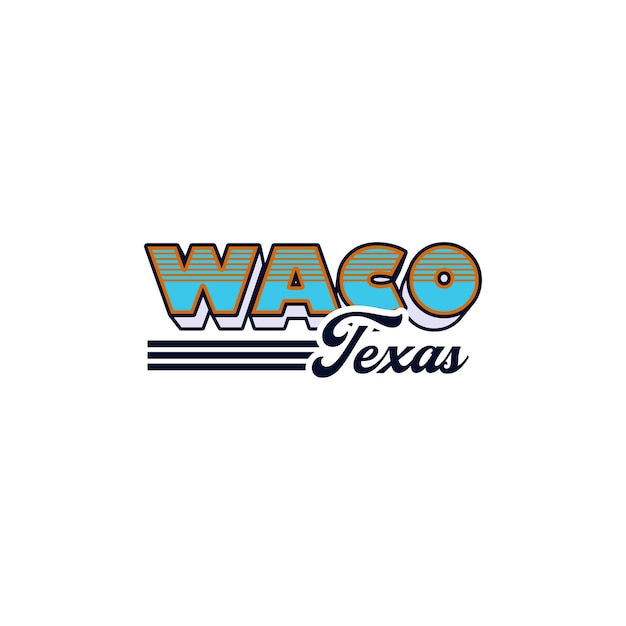 Винтажное ретро Waco Texas City Name Vector Design