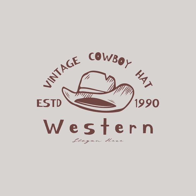 Vintage retro western cowboyhoed logo ontwerp