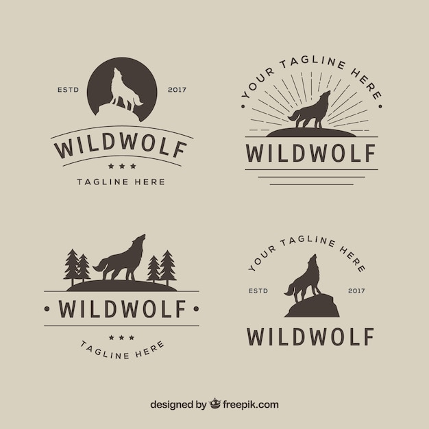 Коллекция vintage retro wolf logo