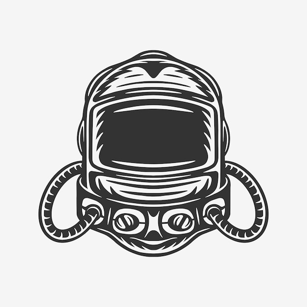 Casco galassia spaziale vintage retrò xilografia può essere utilizzato come marchio di etichetta distintivo logo emblema