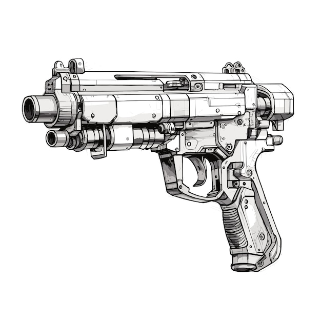 Vector vintage revolver gun illustration