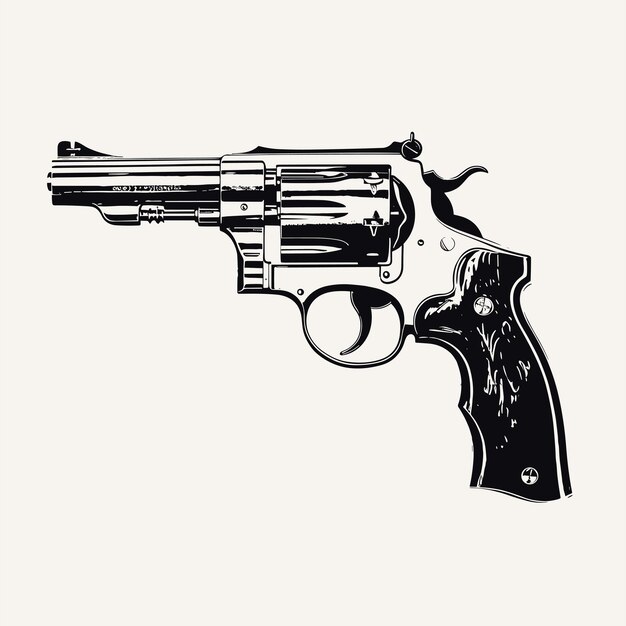 Vector vintage revolver gun illustration