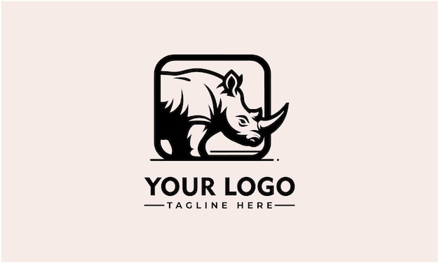 Vintage Rhino Logo Vector Strong Design for Brand Identity Premium Rhino Symbol for Branding