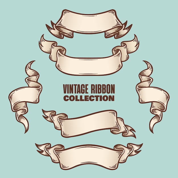 Vector vintage ribbon collection