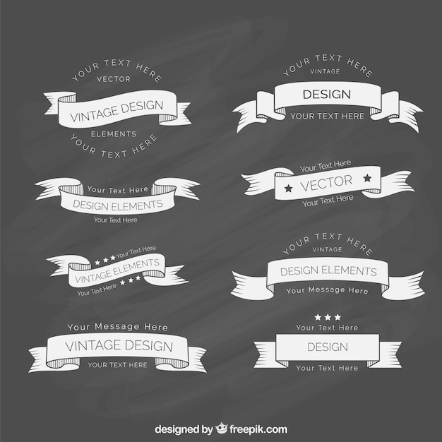 Vector vintage ribbon template collection