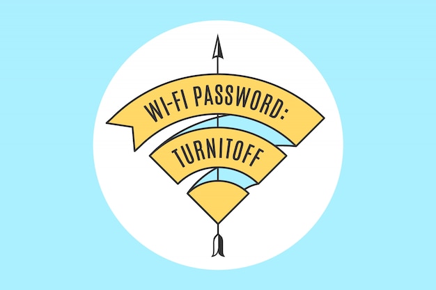 Vintage ribbon wifi sign for free wi-fi in cafe or restaurant