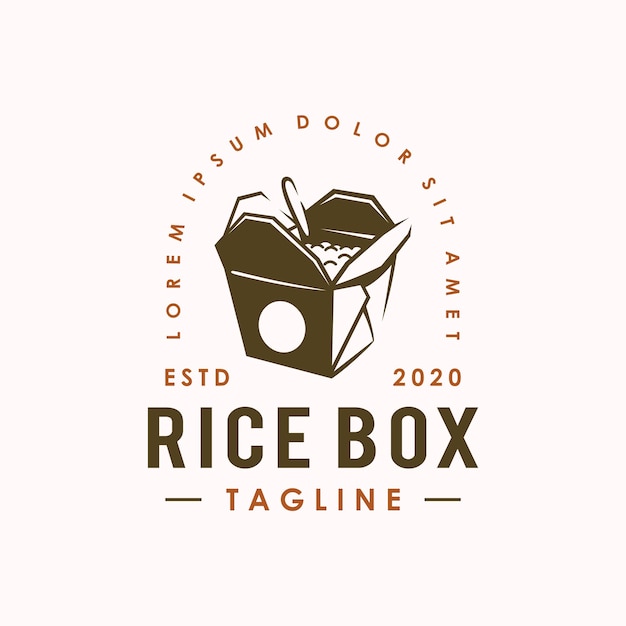 Vintage rice box logo design template