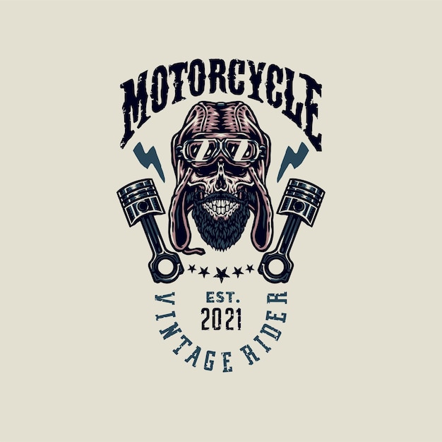 Vector vintage rider skull t shirt graphic design, hand drawn line style with digital color