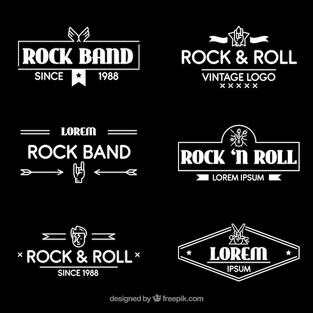 Vector vintage rock logo collection