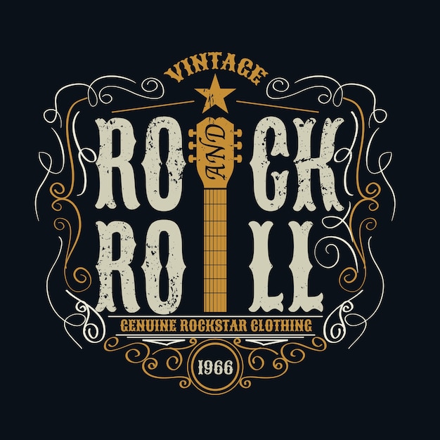 vintage rock and roll typograpic for t-shirt .