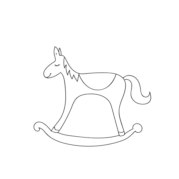 Vintage rocking horse toy sketches style vector illustration