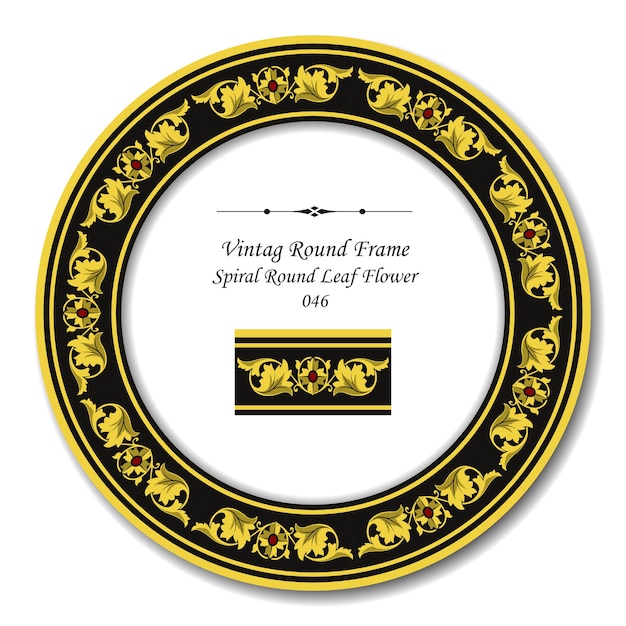 Vintage ronde retro frame van gouden spiraal ronde blad bloem