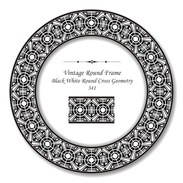 Vintage ronde Retro Frame van zwart-wit ronde Cross geometrie