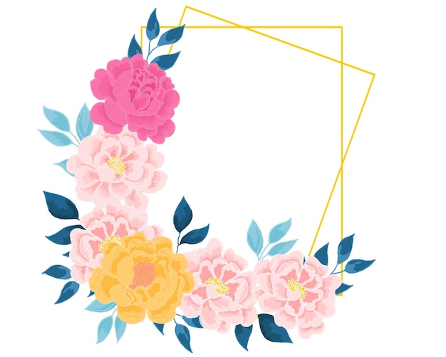 Vintage roos met de hand getekende bloemenframe