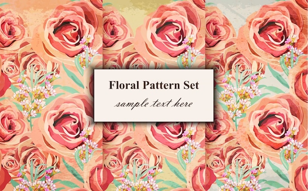 Vector vintage rose floral pattern background