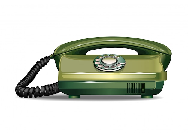 Vintage rotary dial disc telephone. realistic illustration