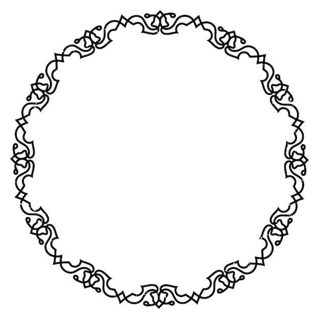 Vintage round frame with patterns Circular frames on a white background