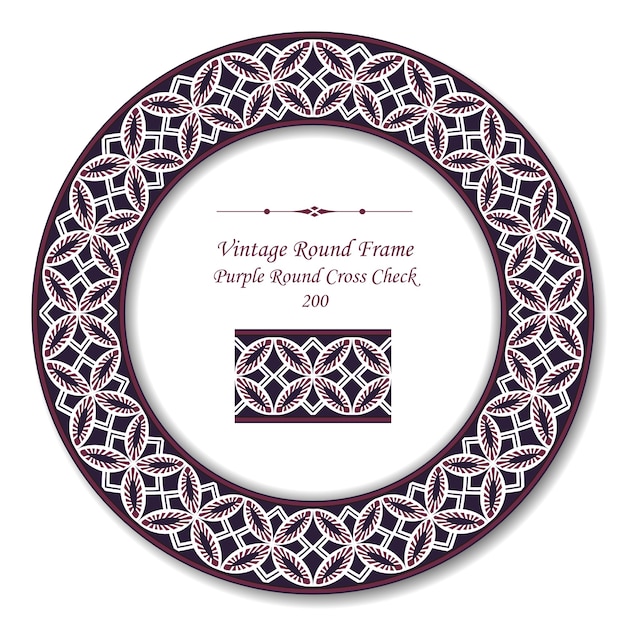 Vintage round retro frame di purple round cross check