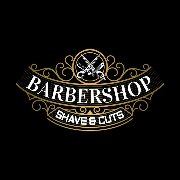 vintage royal barbershop logo and label template