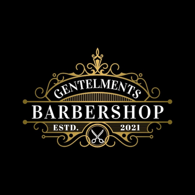 Vintage royal barbershop logo and label template