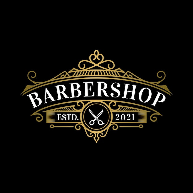 Vintage royal barbershop logo and label template