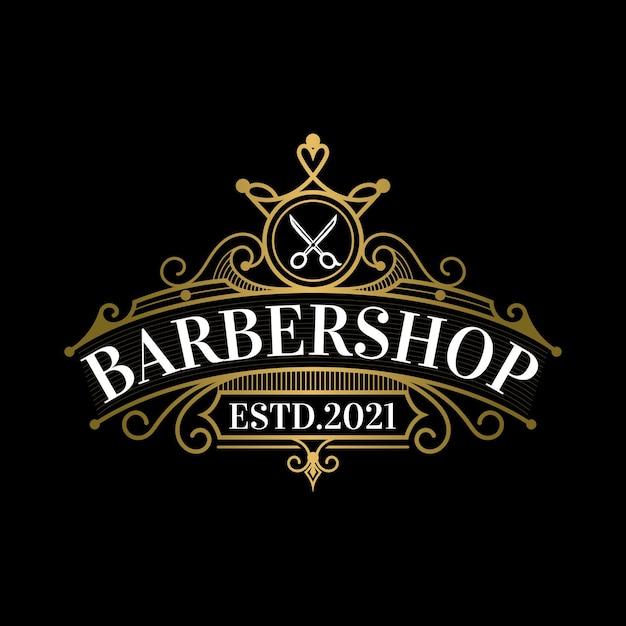 Vector vintage royal barbershop logo and label template