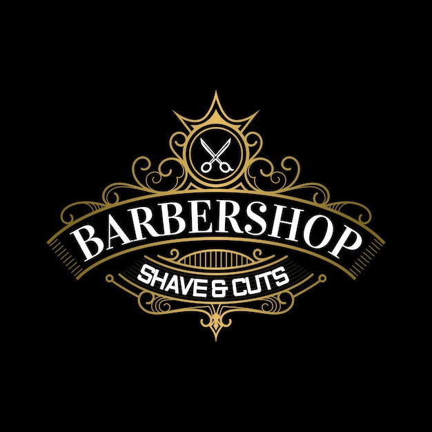 vintage royal barbershop logo and label template