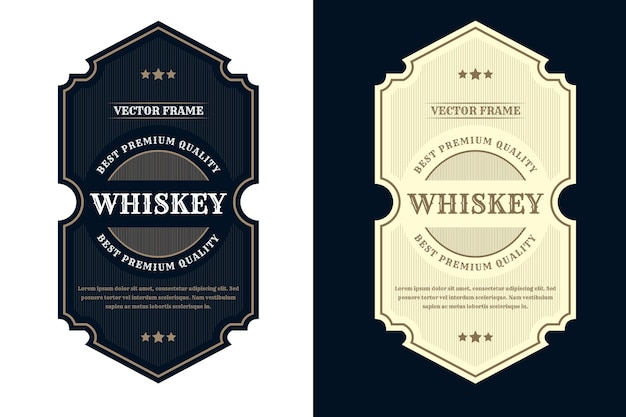 Vector vintage royal luxury frames logo label for beer whiskey alcohol and drinks bottle labels