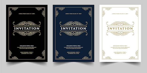 Set vintage royal e luxury di carta di invito