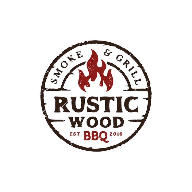 Vector vintage rustic barbeque logo design