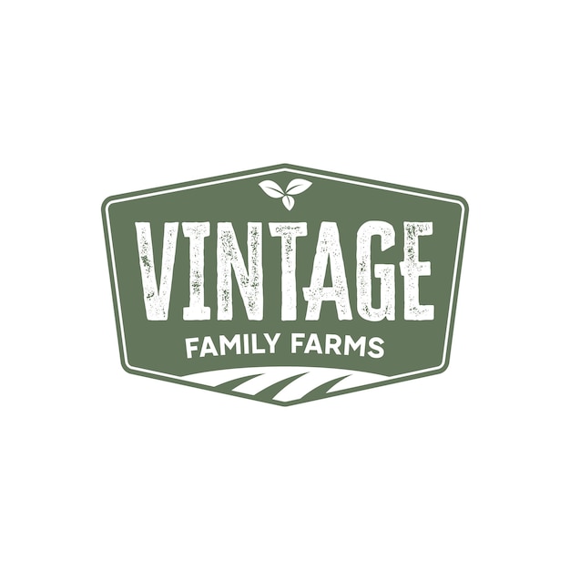 Vintage rustic farm field nature landscape logo design