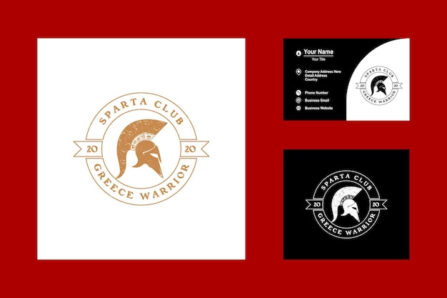 Vintage rustico greco sparta o spartan casco guerriero emblema distintivo icona logo etichetta design vettore