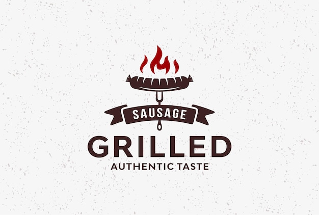 Vector vintage rustic sausage logo design inspiration.