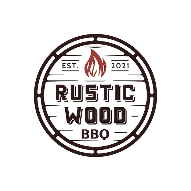 Vintage rustieke barbecue logo-ontwerp Premium Vector