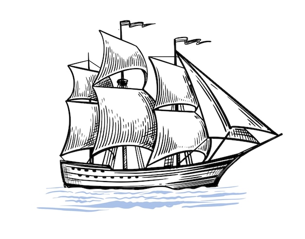 Vintage sailing ship drawing.