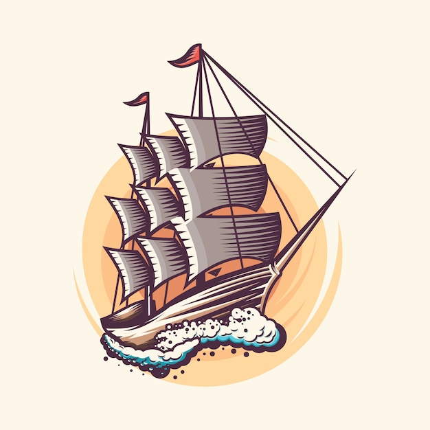 Vector vintage sailing ship illustration design