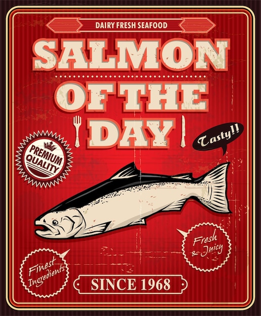 Poster vintage di salmone