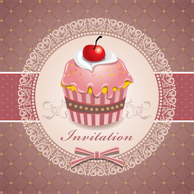 Vintage schattige cupcake-poster