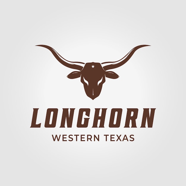 Vintage schedel longhorn logo ontwerp vectorillustratie