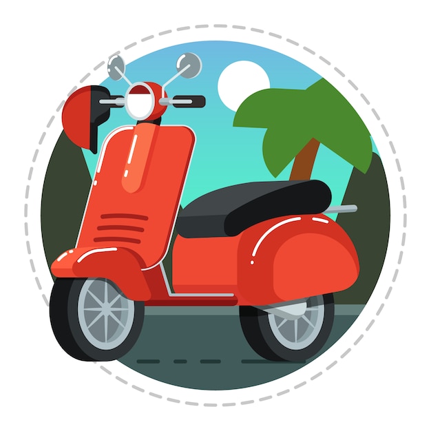 Vintage scooter icon in flat design