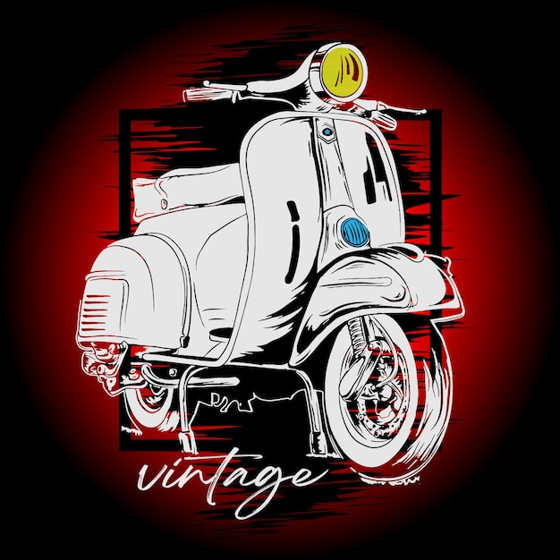 vintage scooter illustratie vector ontwerp