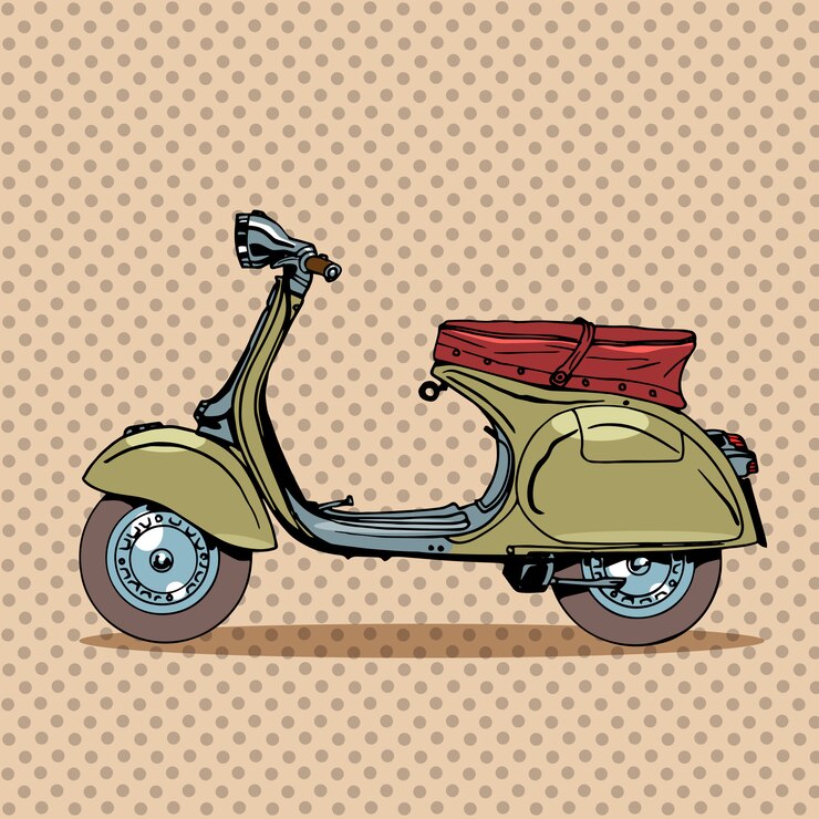 Vector ビンテージスクーターレトロなトランスポート