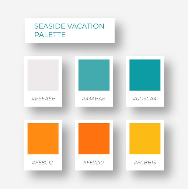 Vintage sea color tone collection modern palette template for design. Trendy scandinavian colors