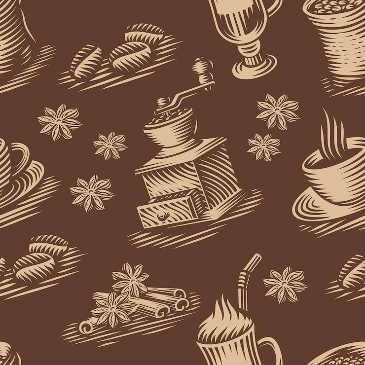 Vector a vintage seamless background for a coffee theme