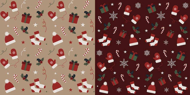 vintage seamless Christmas pattern happy new year wrapping paper gift Christmas Eve vector