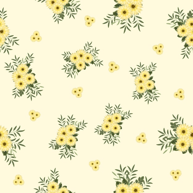 Vintage seamless floral pattern using colorful cute flowers for print